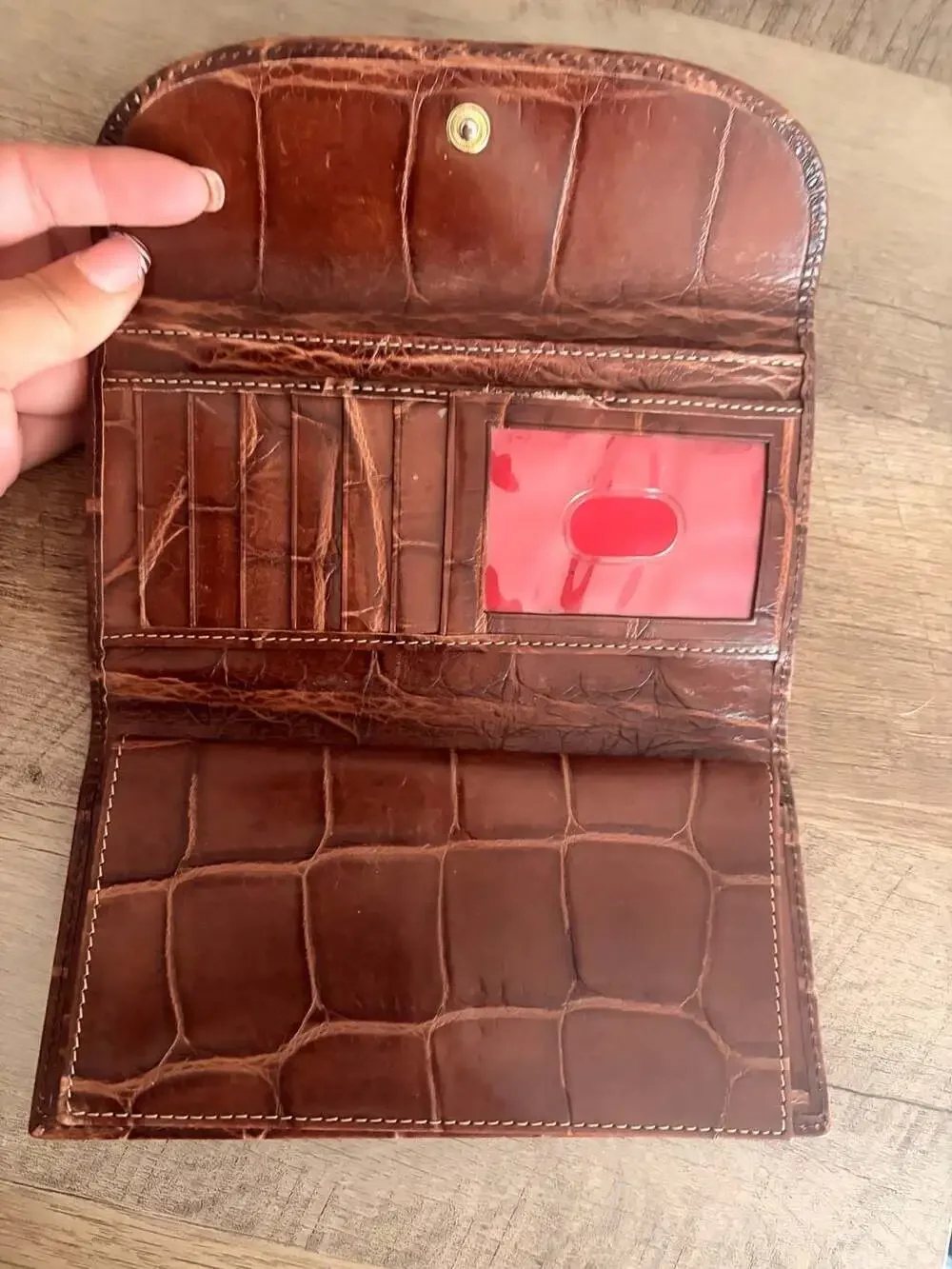 Dooney & Bourke Croco Embossed Leather Continental Clutch Wallet